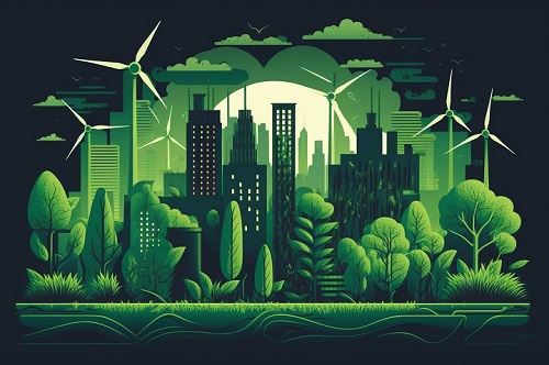 Vihreä energia kaupunki kuva
