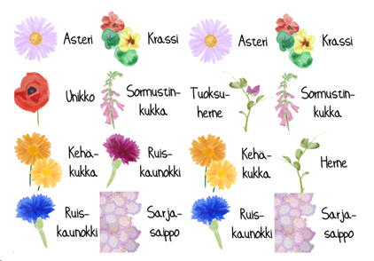Kukkien nimikyltit