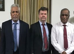 In the picture from the left University of Colombo's Vice Chancellor Lakshman Dissanayake, Jari Olli, Metropolia's Head of School of Smart and Clean Solutions and J.K.D.S. Jayanetti, Dean of the Faculty of Technology in University of Colombo.