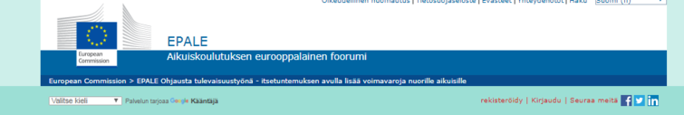 Aikuiskoulutuksen eurooppalaisen foorumin Epalen verkkosivujen etusivu.