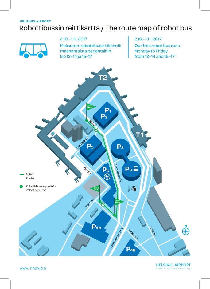Robottibussin reittikartta &amp;ndash; Helsinki Airport.
