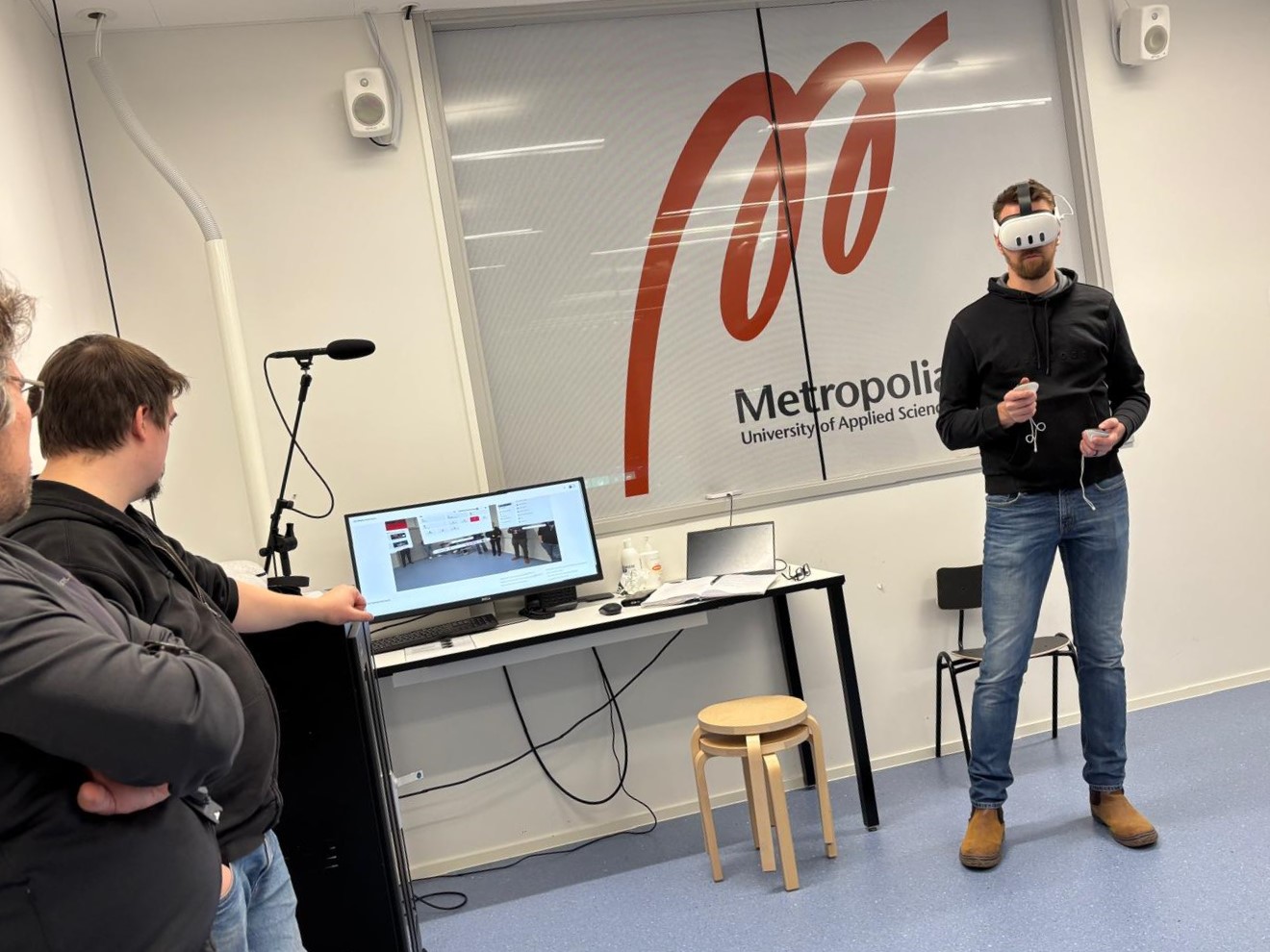 Digitaalisen kaksosen tekniikan testausta Myllypuron kampuksella.