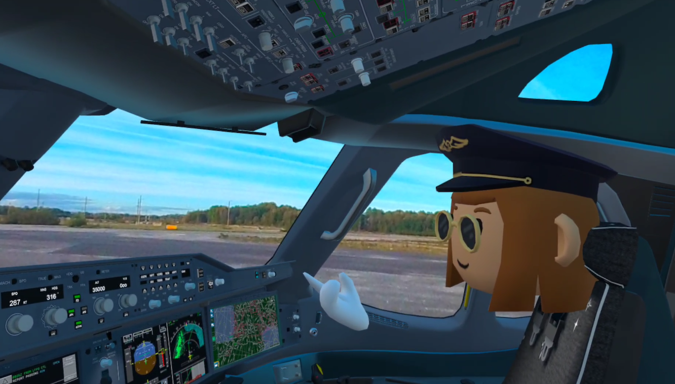 Animation image of a pilot in an airplane cockpit