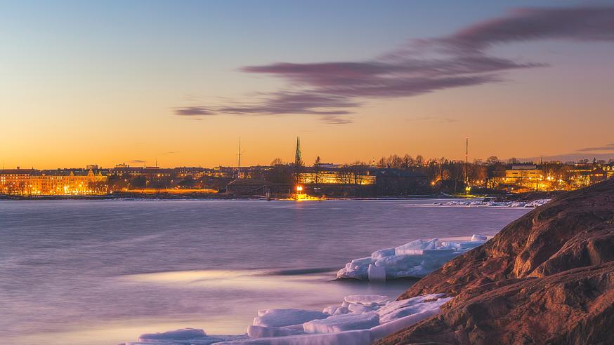 Wintery city landscape