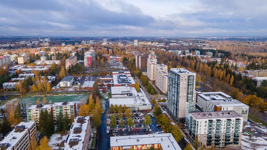 Bird-eye view of urban Myyrmäki.