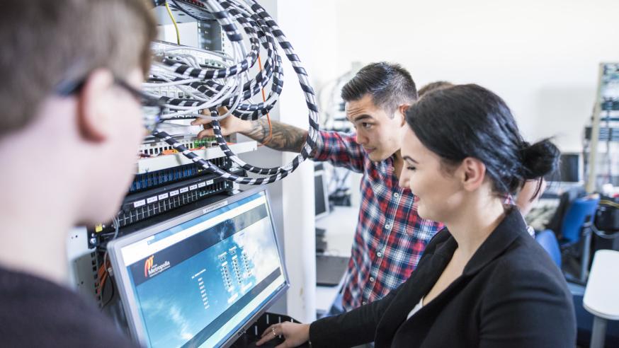 Students working on a computer