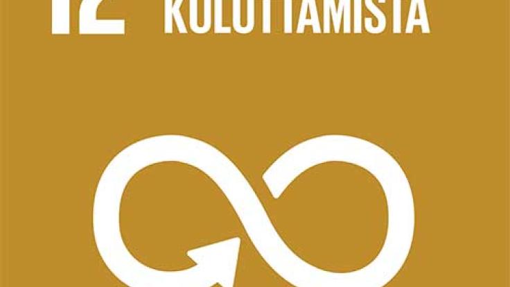 Logokuva: YK:n kestävän kehityksen tavoite 12. Vastuullista kuluttamista.