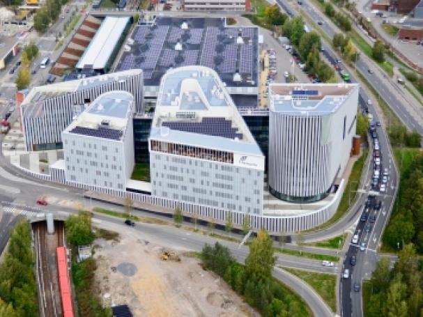 Metropolia University of Applied Sciences Myllypuro campus building from aerial perspective