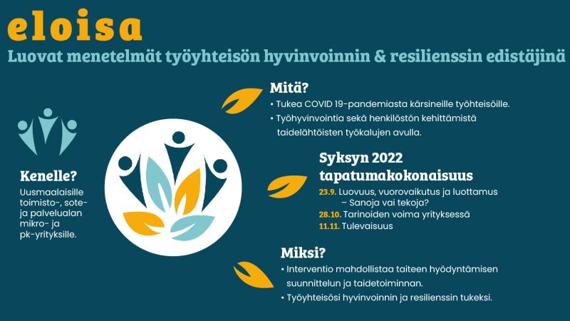 Eloisa-hanke infografiikka. Samat tiedot löytyvät sivuston tekstiosiosta.