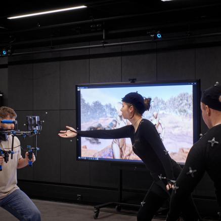 Students in a mockup studio
