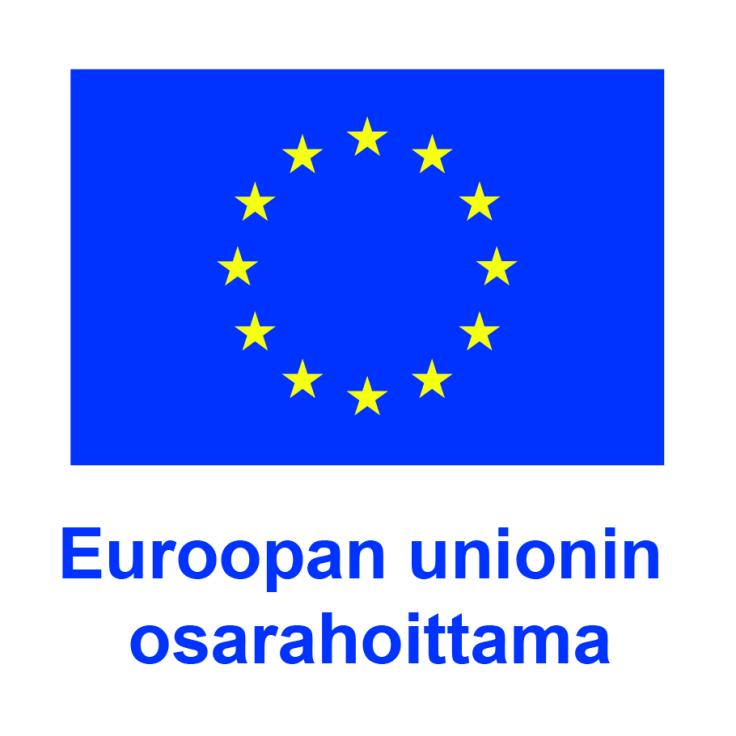 Kuva Euroopan unionin lipusta ja teksti Euroopan unionin osarahoittama