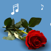 Kuvituskuva, jossa ruusu ja nuotteja sekä teksti Tangoiltapäivä.