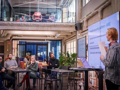 A get-together with XR Developer Hub teams at the Helsinki XR Center premises. Picture: Kira Vesikko, 2021.