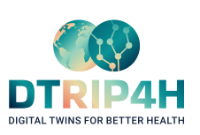 Hankkeen logo, jossa teksti: DTRIP4H digital twins for better health
